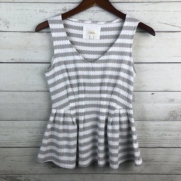 Deletta Anthropologie Striped Knit Peplum Top - Picture 2 of 5